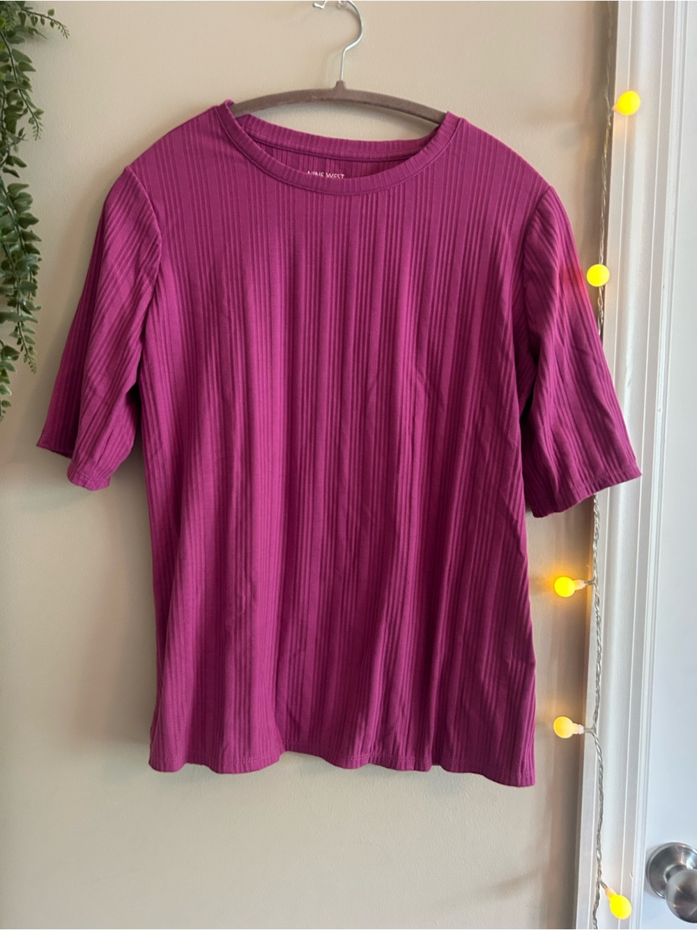 Nine West Ribbed Short-Sleeve Top